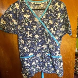 UA Mock Wrap Scrub Top
